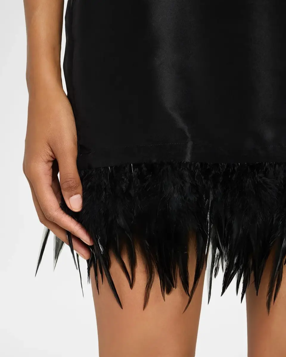 Staud Albee Feather-Embellished Silk Mini Dress | Thumbnail 5 Staud Albee Feather-Embellished Silk Mini Dress | Thumbnail 5