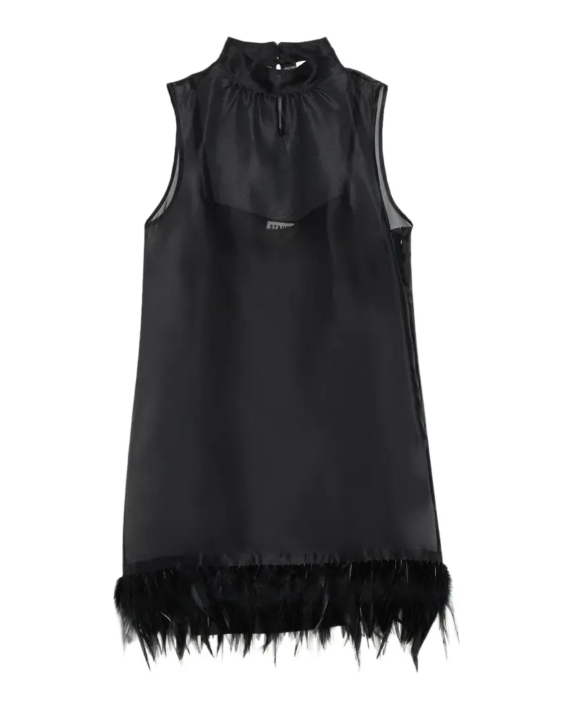 Albee Feather-Embellished Silk Mini Dress