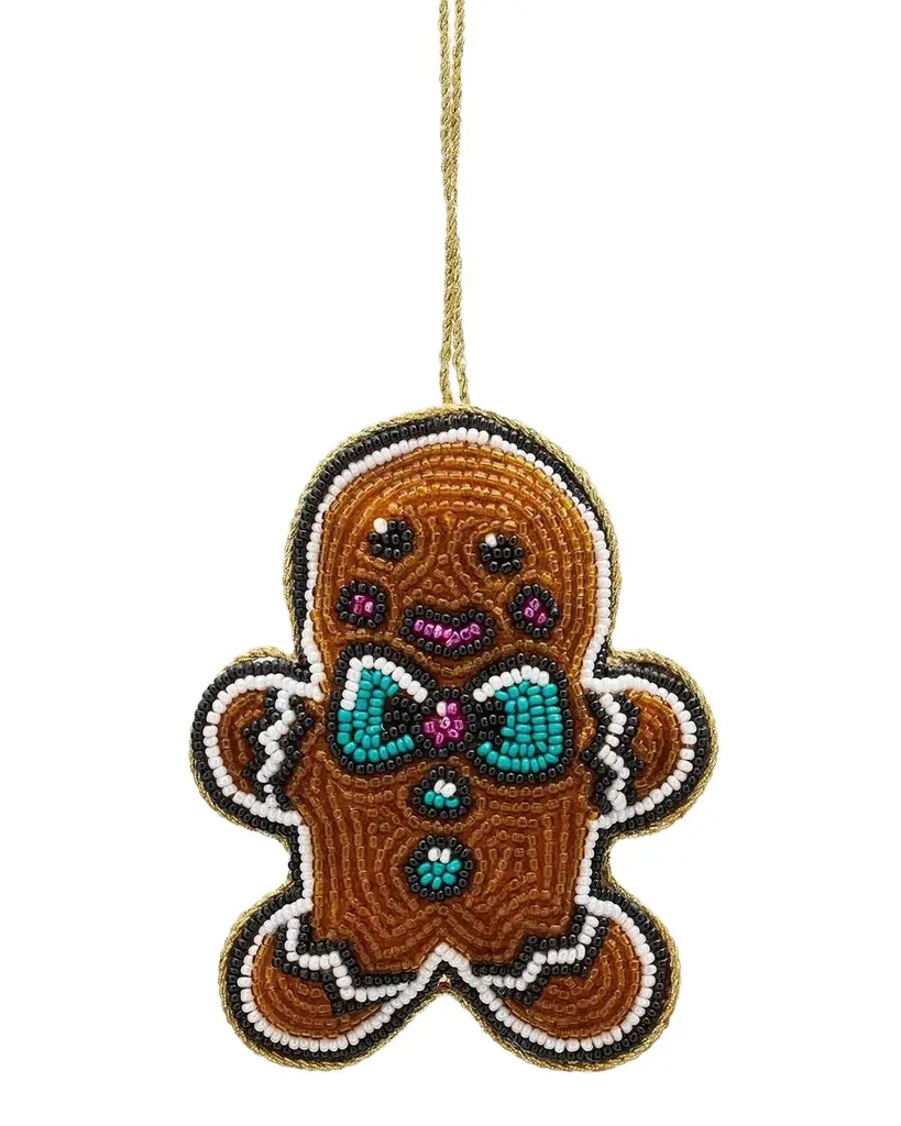 Sudha Pennathur Gingerbread Man Beaded Ornament