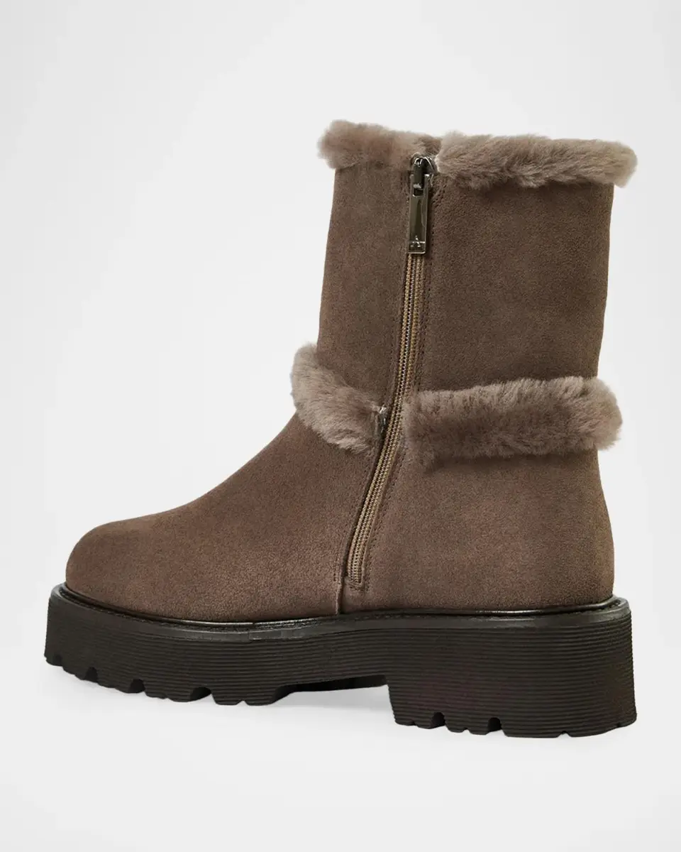 Aquatalia Ella Shearling-Trimmed Waterproof Suede Ankle Boots | Thumbnail 3