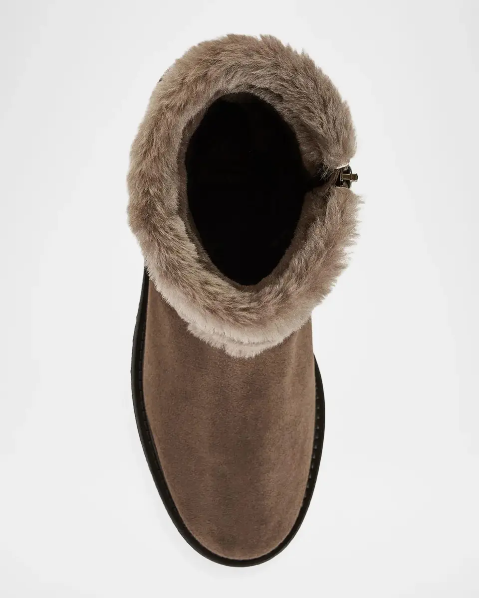 Aquatalia Ella Shearling-Trimmed Waterproof Suede Ankle Boots | Thumbnail 4