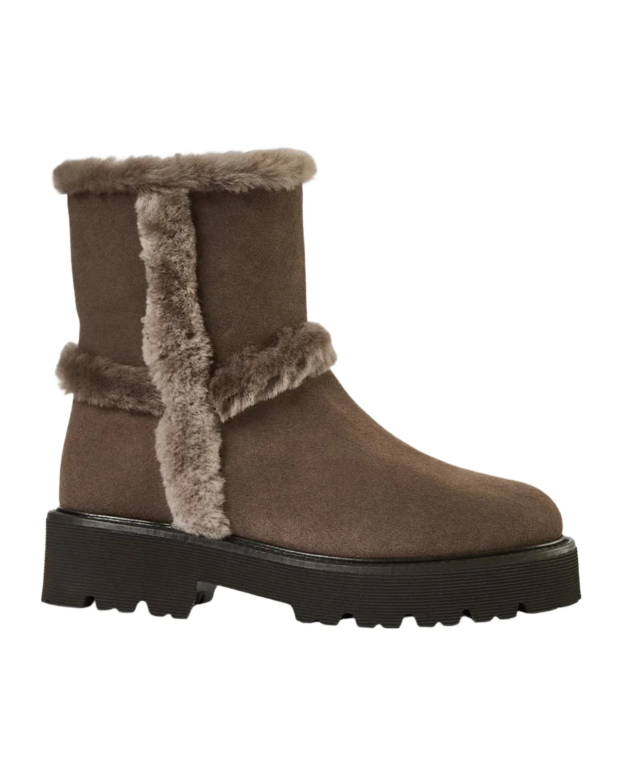 Ella Shearling-Trimmed Waterproof Suede Ankle Boots