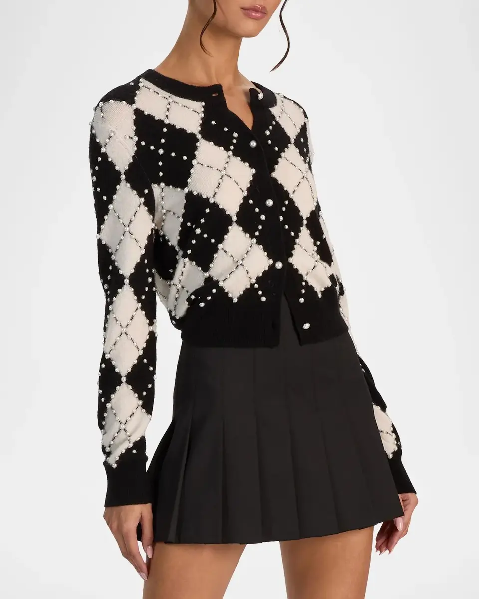 Alice + Olivia Carolee Embellished Argyle Cardigan | Thumbnail 6 Alice + Olivia Carolee Embellished Argyle Cardigan | Thumbnail 6