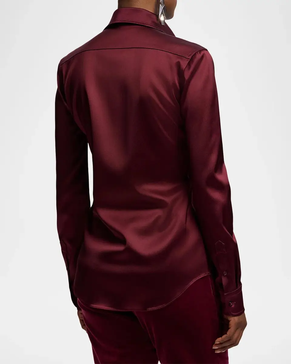 Ralph Lauren Collection Cameron II Straight Fit Satin Shirt | Thumbnail 3 Ralph Lauren Collection Cameron II Straight Fit Satin Shirt | Thumbnail 3