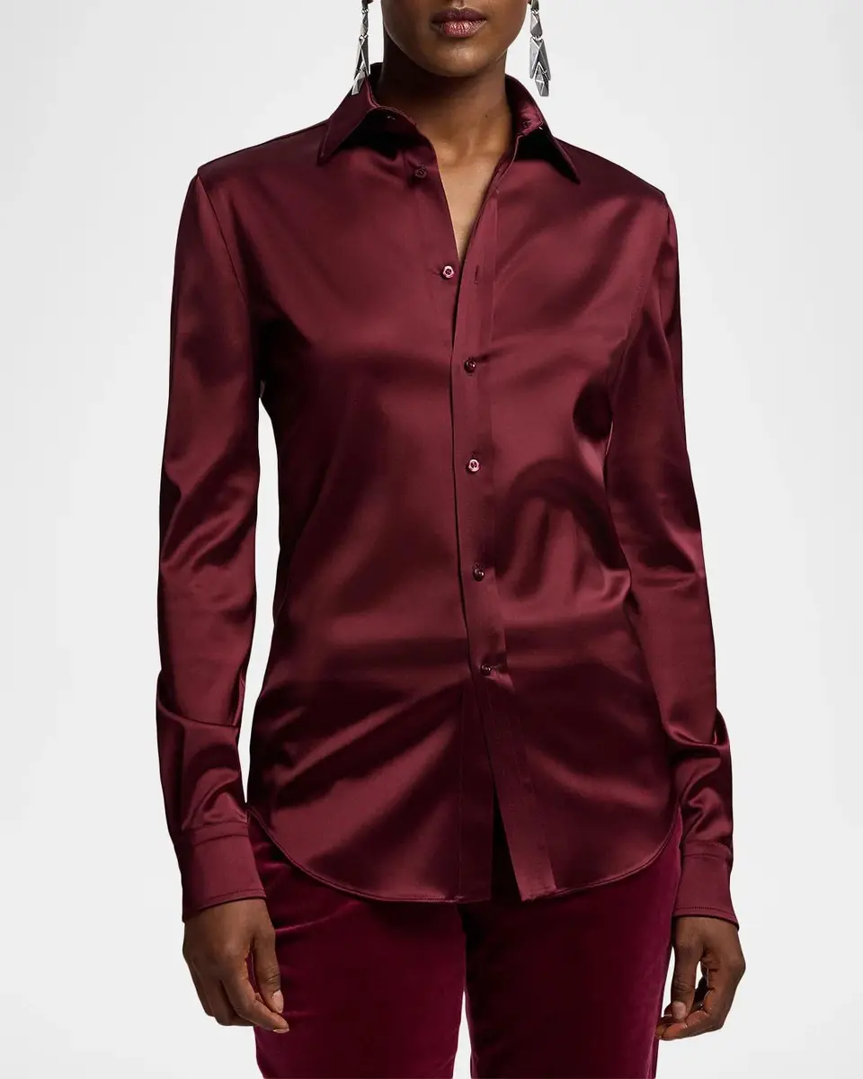 Ralph Lauren Collection Cameron II Straight Fit Satin Shirt | Thumbnail 4 Ralph Lauren Collection Cameron II Straight Fit Satin Shirt | Thumbnail 4
