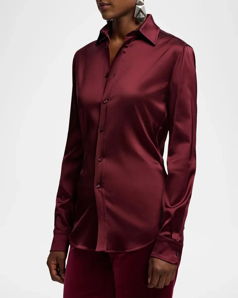 Ralph Lauren Collection Cameron II Straight Fit Satin Shirt | Thumbnail 6 Ralph Lauren Collection Cameron II Straight Fit Satin Shirt | Thumbnail 6