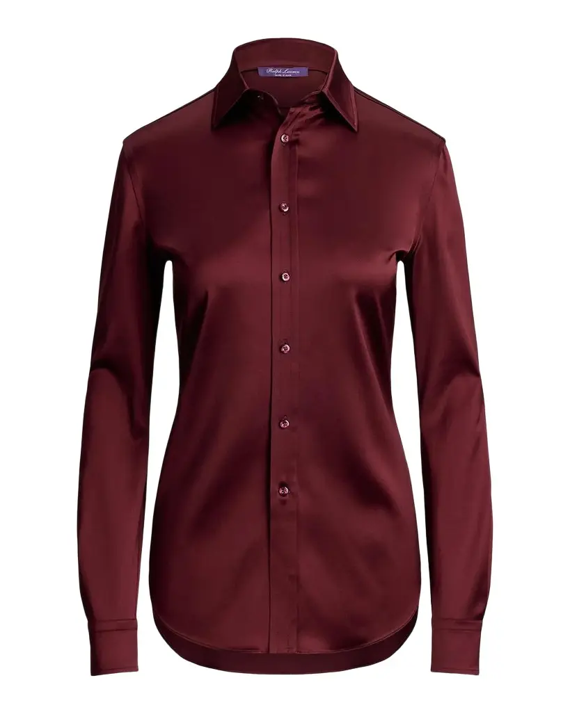 Ralph Lauren Collection Cameron II Straight Fit Satin Shirt