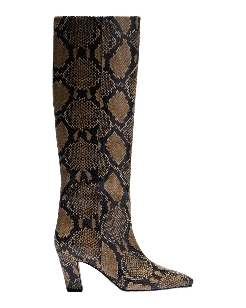 Silva 75MM Snakeskin-Print Leather Knee-High Boots Silva 75MM Snakeskin-Print Leather Knee-High Boots