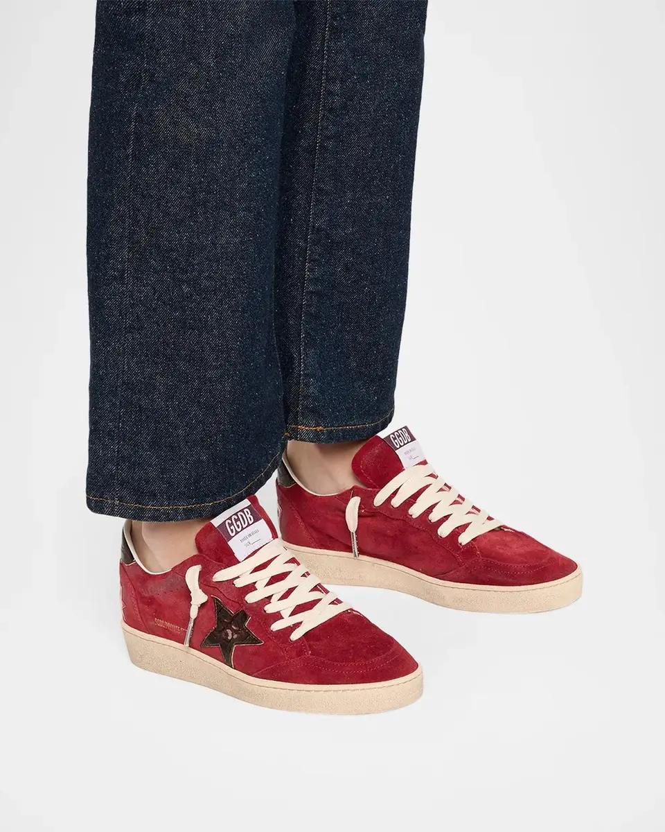 Golden Goose Ball Star Suede Croc-Embossed Low-Top Sneakers | Thumbnail 2 Golden Goose Ball Star Suede Croc-Embossed Low-Top Sneakers | Thumbnail 2