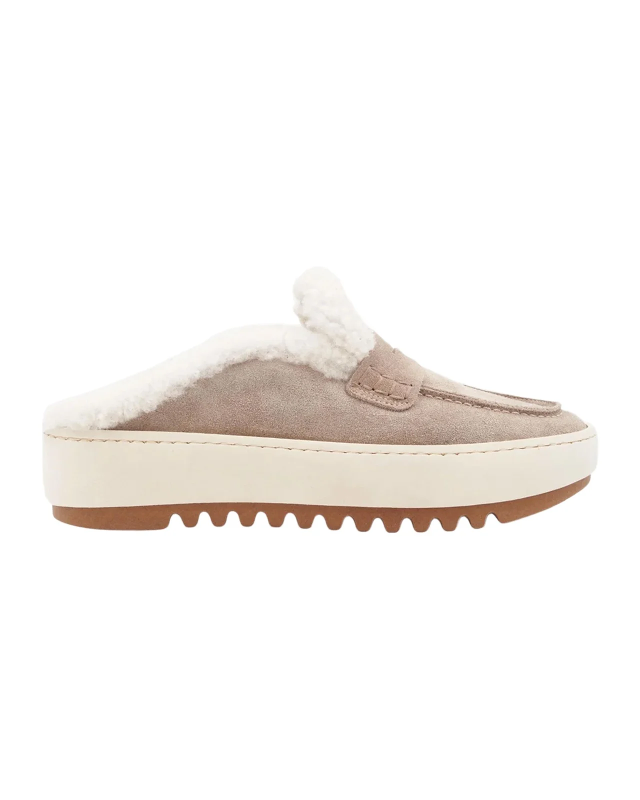 Aquatalia Amata Shearling-Lined Waterproof Suede Mules