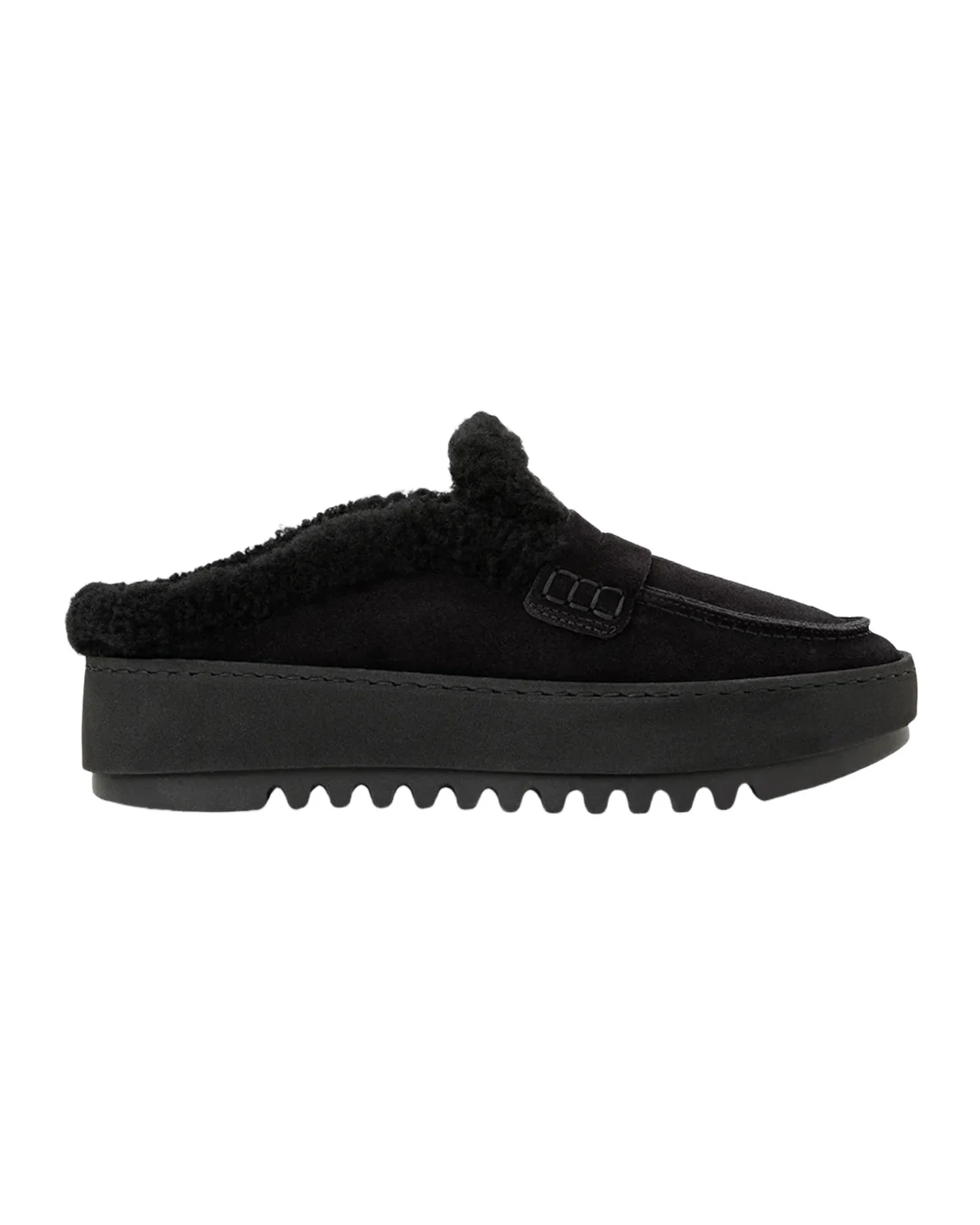Aquatalia Amata Shearling-Lined Waterproof Suede Mules