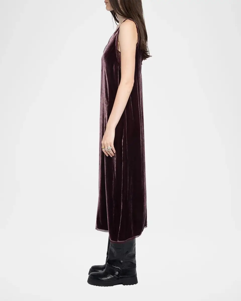 Zadig & Voltaire Renzo Velvet Lace-Trimmed Midi-Slipdress | Thumbnail 4 Zadig & Voltaire Renzo Velvet Lace-Trimmed Midi-Slipdress | Thumbnail 4