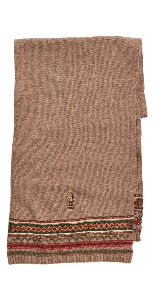 Polo Ralph Lauren Red Rocks Bear Fair Isle Scarf