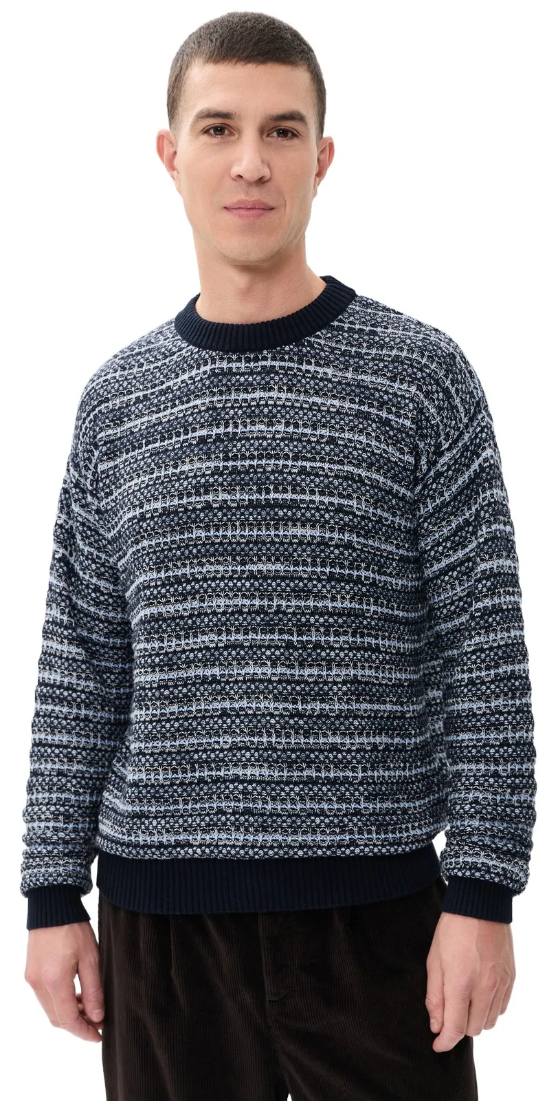Frescobol Carioca Jardim Cotton Blend Crew Neck Striped Sweater
