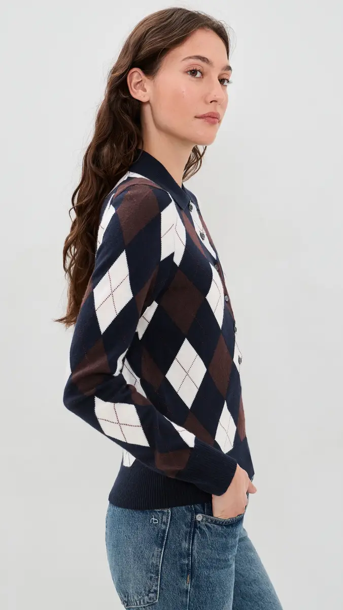 Alex Mill Long Wool Argyle Placket Polo | Thumbnail 4 Alex Mill Long Wool Argyle Placket Polo | Thumbnail 4