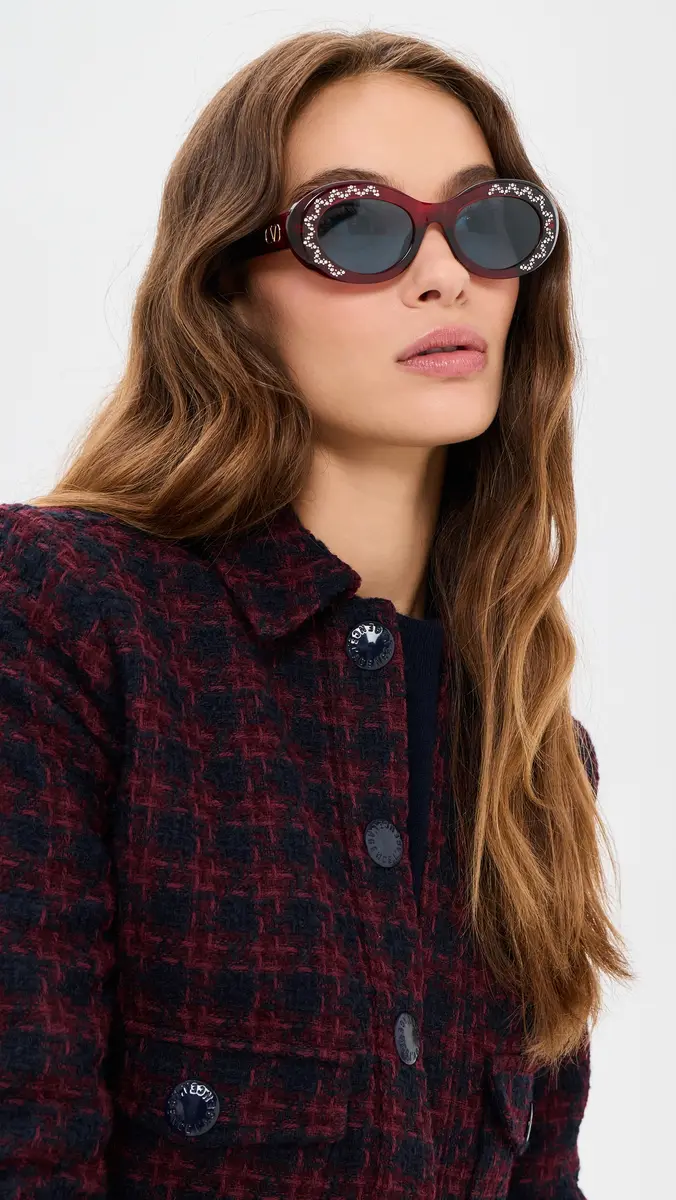 Valentino Embellished Oval Sunglasses | Thumbnail 3
