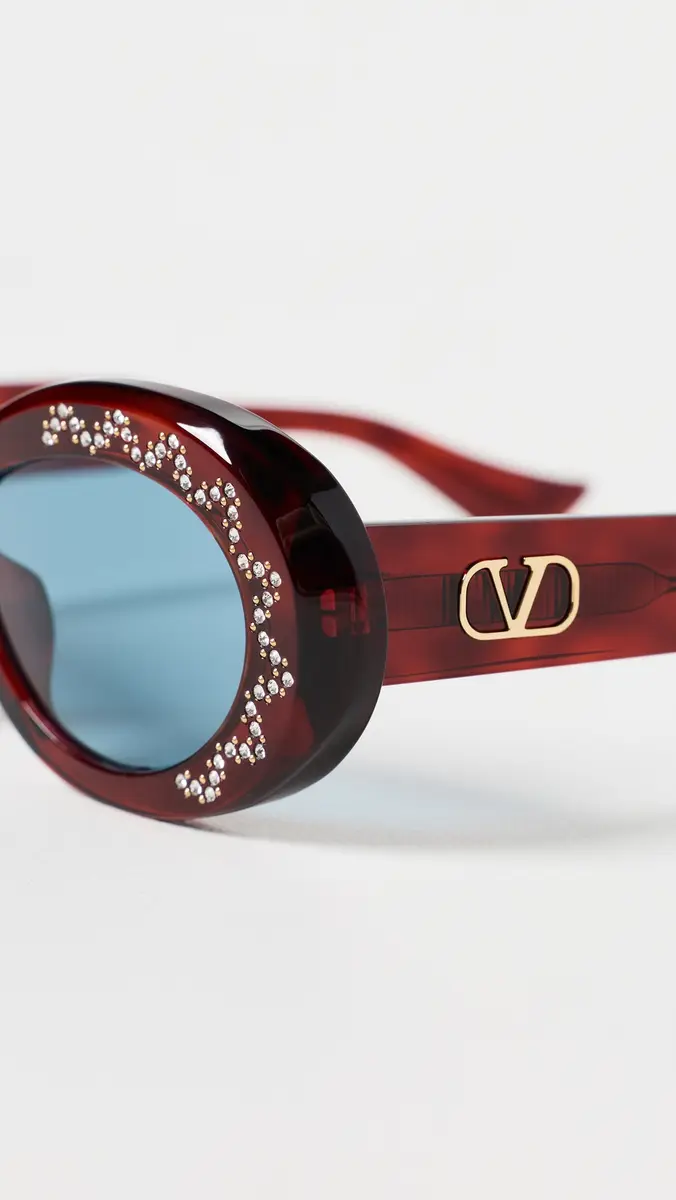 Valentino Embellished Oval Sunglasses | Thumbnail 5