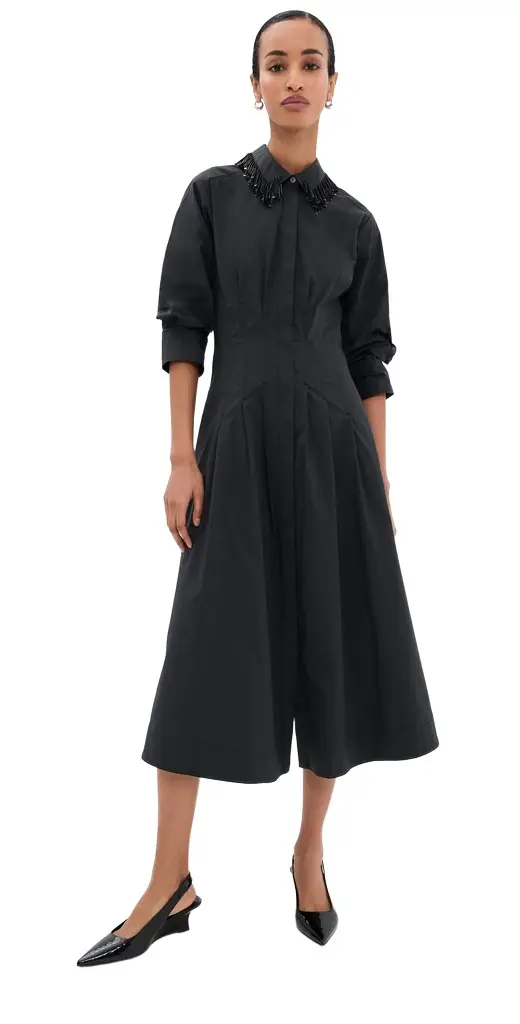 Jazz Embellished Pintuck Midi Dress