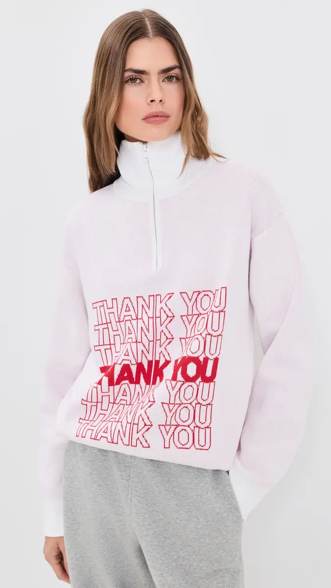Terez Thank You Quarter Zip Sweater | Thumbnail 2 Terez Thank You Quarter Zip Sweater | Thumbnail 2