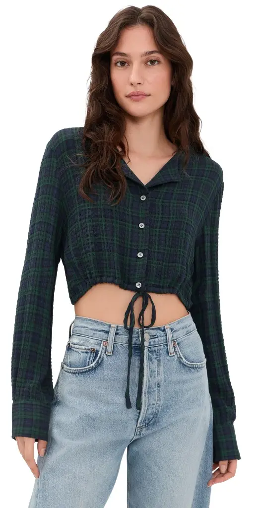 GOOD AMERICAN The Crinkle Cinched Shirt