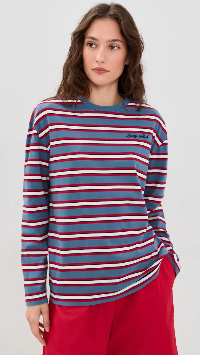 Sporty & Rich Signature Logo Easy Long Sleeve Tee | Thumbnail 2 Sporty & Rich Signature Logo Easy Long Sleeve Tee | Thumbnail 2