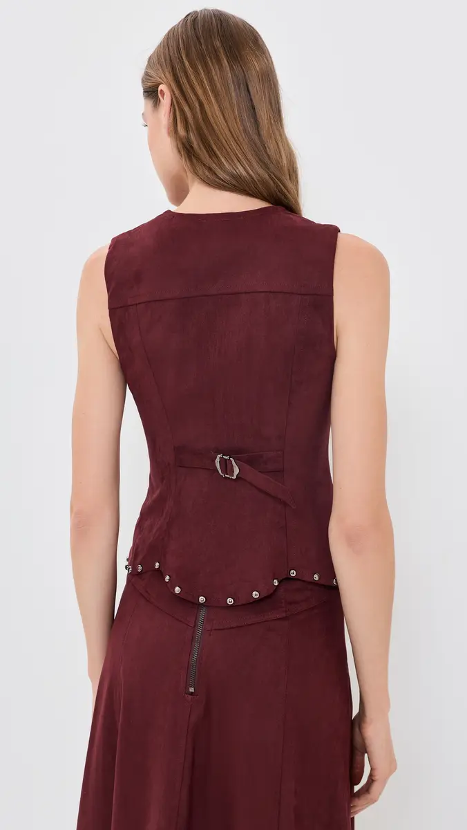 Moon River V Neck Button Down Studded Suede Top | Thumbnail 3 Moon River V Neck Button Down Studded Suede Top | Thumbnail 3