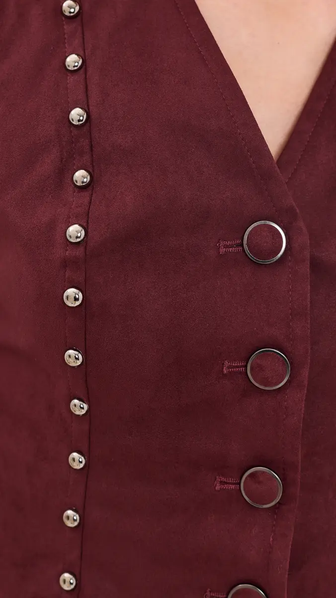 Moon River V Neck Button Down Studded Suede Top | Thumbnail 6 Moon River V Neck Button Down Studded Suede Top | Thumbnail 6