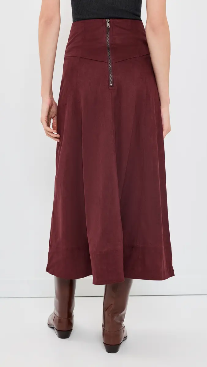 Moon River Studded Front Lace Up Faux Suede Midi Skirt | Thumbnail 3 Moon River Studded Front Lace Up Faux Suede Midi Skirt | Thumbnail 3
