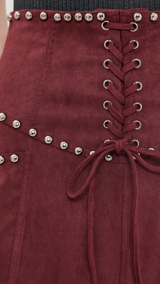 Moon River Studded Front Lace Up Faux Suede Midi Skirt | Thumbnail 6 Moon River Studded Front Lace Up Faux Suede Midi Skirt | Thumbnail 6