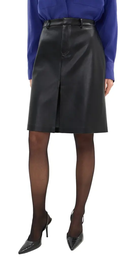 Mae Knee Length Faux Leather Skirt Mae Knee Length Faux Leather Skirt