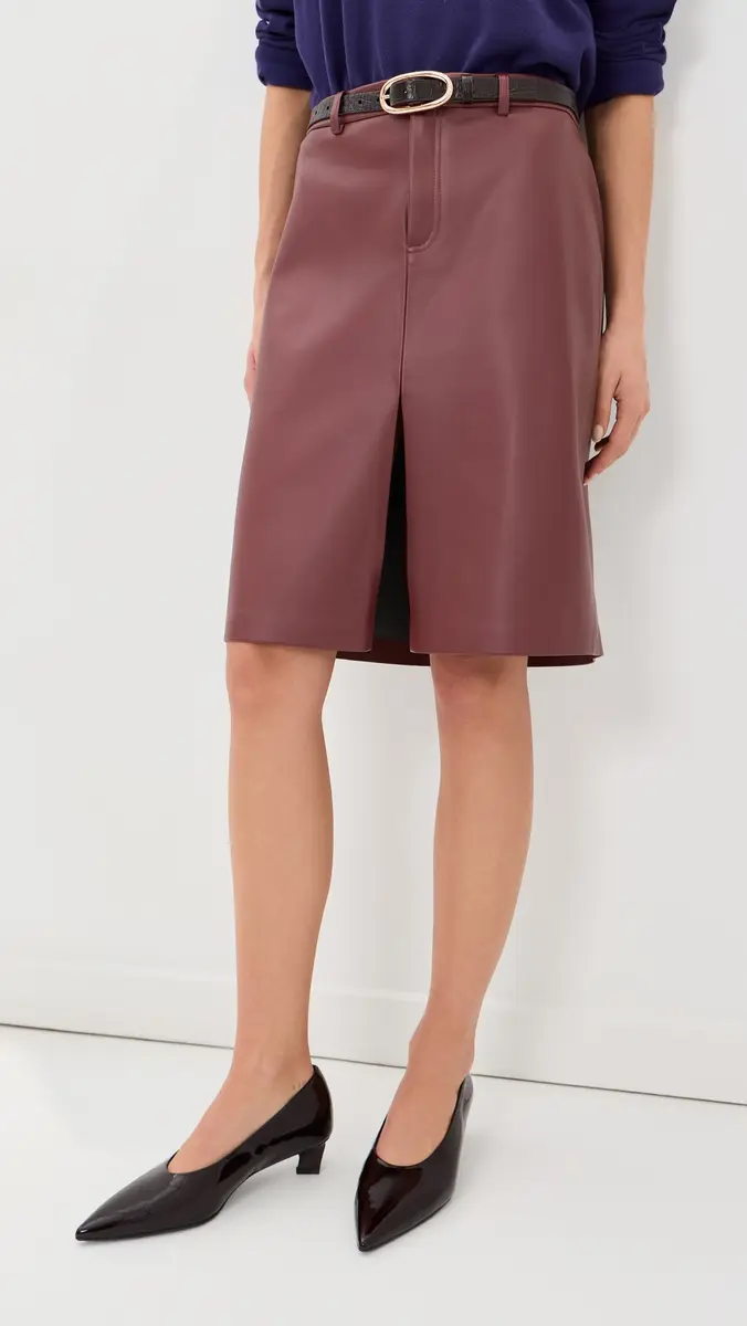 LE BOP Mae Knee Length Faux Leather Skirt | Thumbnail 3 LE BOP Mae Knee Length Faux Leather Skirt | Thumbnail 3