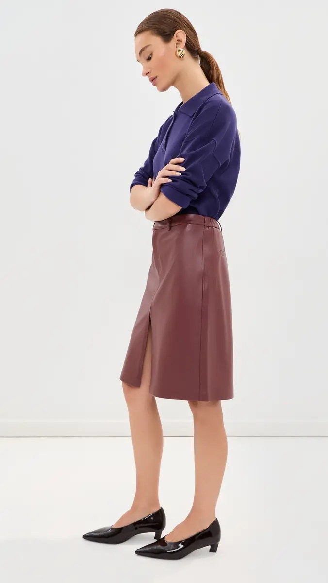 LE BOP Mae Knee Length Faux Leather Skirt | Thumbnail 5 LE BOP Mae Knee Length Faux Leather Skirt | Thumbnail 5