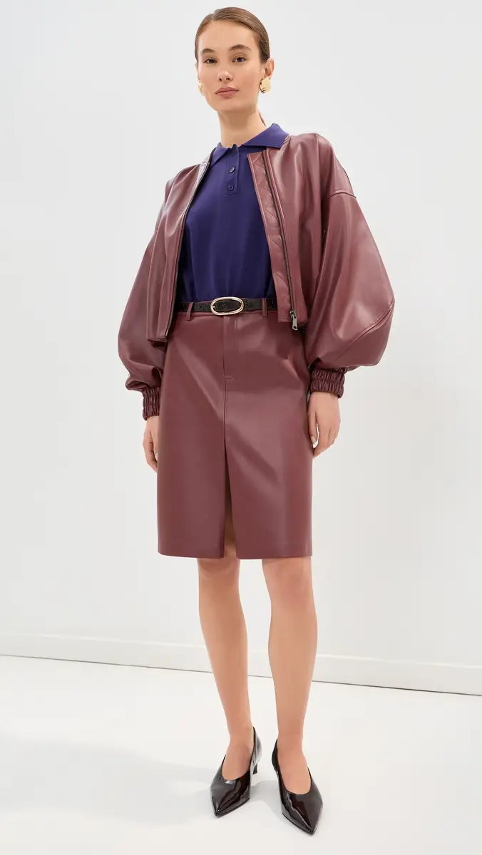 LE BOP Mae Knee Length Faux Leather Skirt | Thumbnail 6 LE BOP Mae Knee Length Faux Leather Skirt | Thumbnail 6