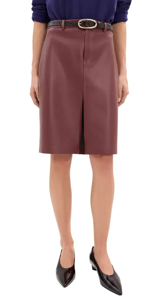 Mae Knee Length Faux Leather Skirt Mae Knee Length Faux Leather Skirt