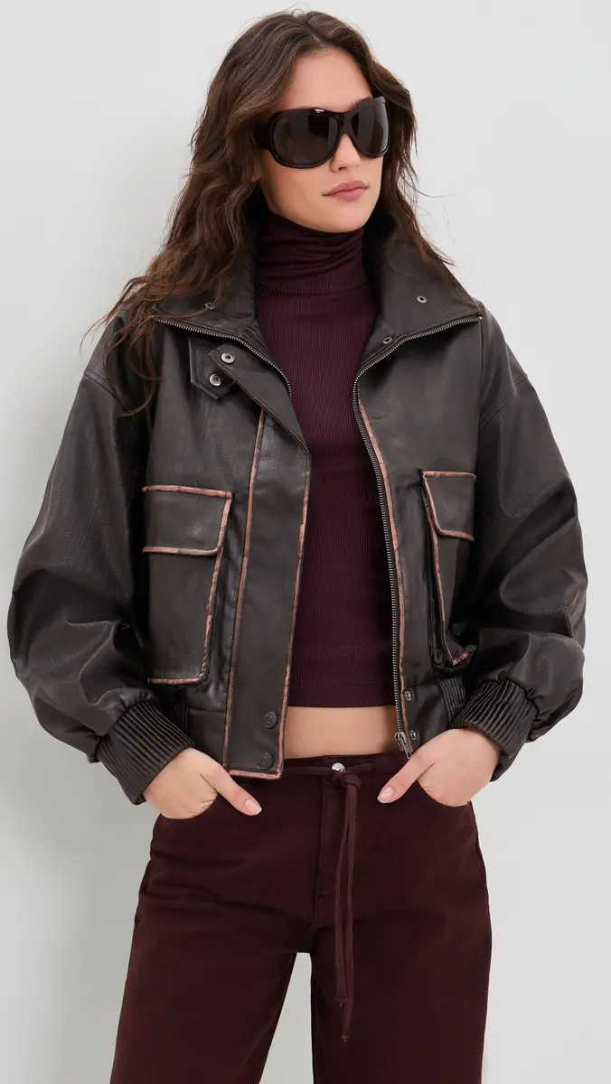 AFRM Cantini Faux Leather Bomber Jacket | Thumbnail 2 AFRM Cantini Faux Leather Bomber Jacket | Thumbnail 2