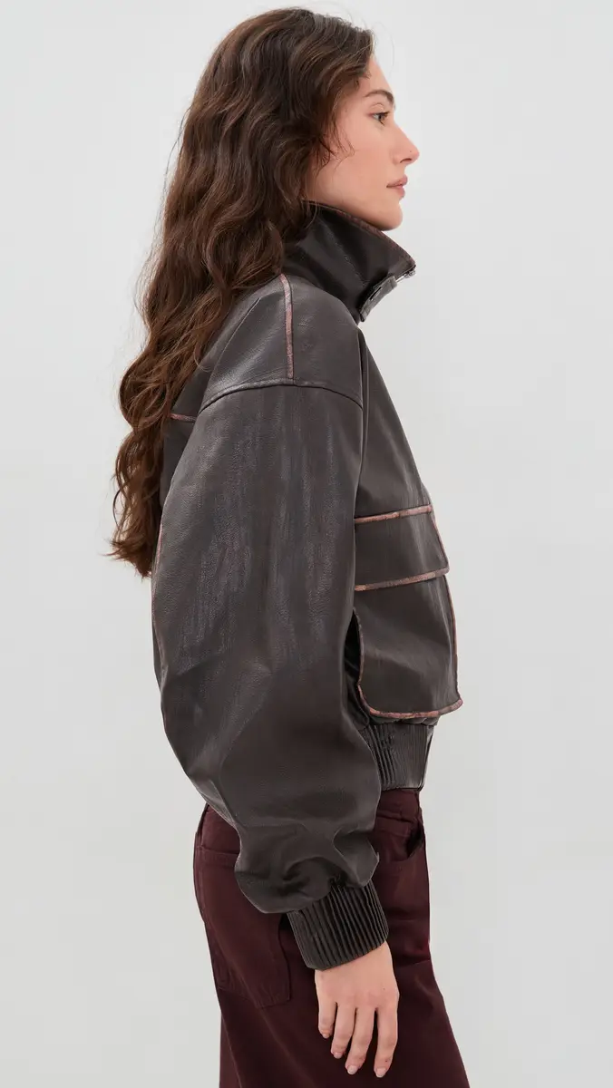AFRM Cantini Faux Leather Bomber Jacket | Thumbnail 4 AFRM Cantini Faux Leather Bomber Jacket | Thumbnail 4