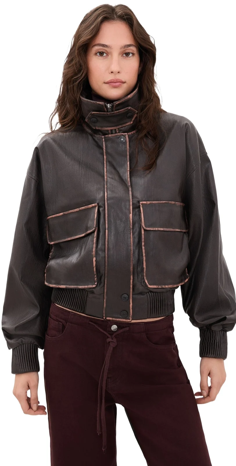 AFRM Cantini Faux Leather Bomber Jacket