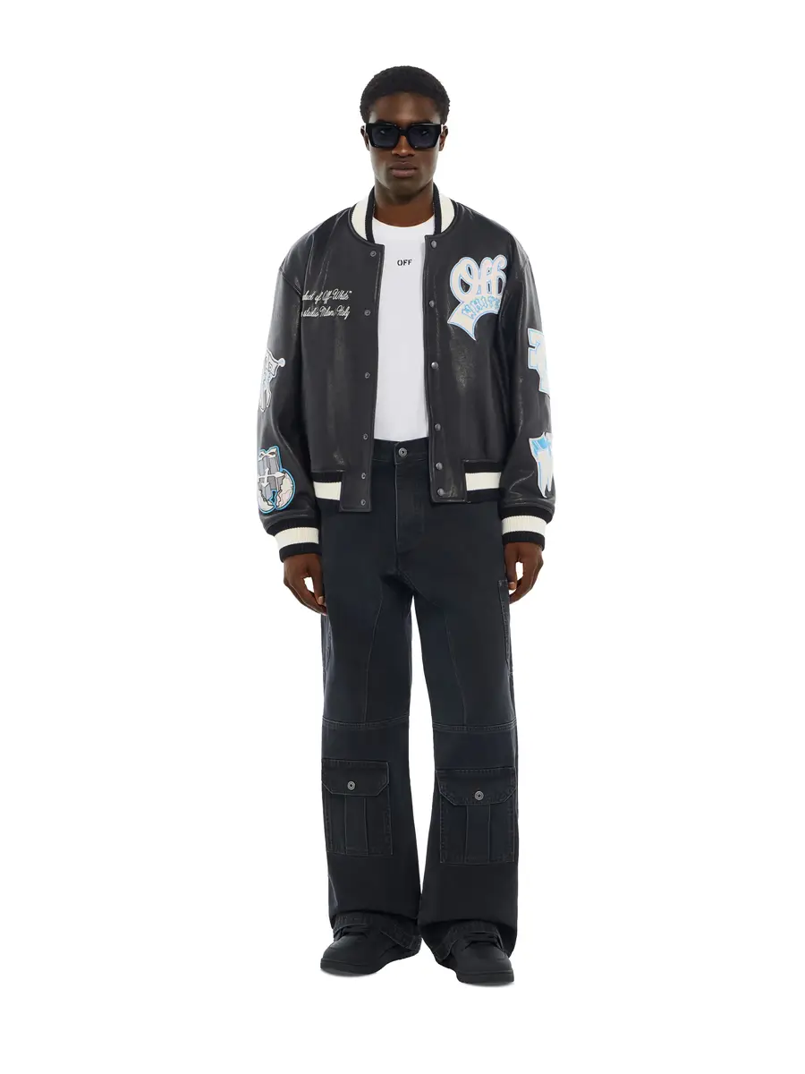 Off-White OG Patches Racing Leather Varsity Jacket | Thumbnail 2 Off-White OG Patches Racing Leather Varsity Jacket | Thumbnail 2
