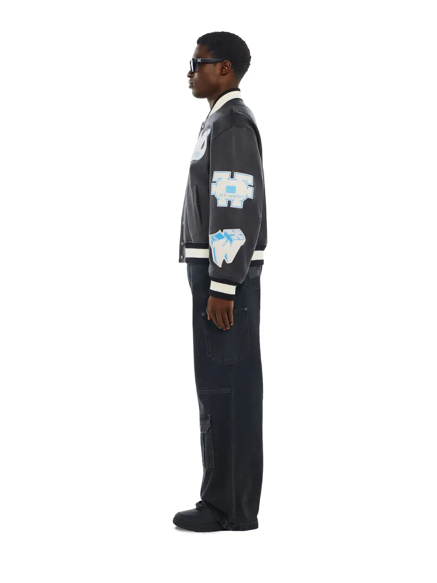 Off-White OG Patches Racing Leather Varsity Jacket | Thumbnail 3 Off-White OG Patches Racing Leather Varsity Jacket | Thumbnail 3