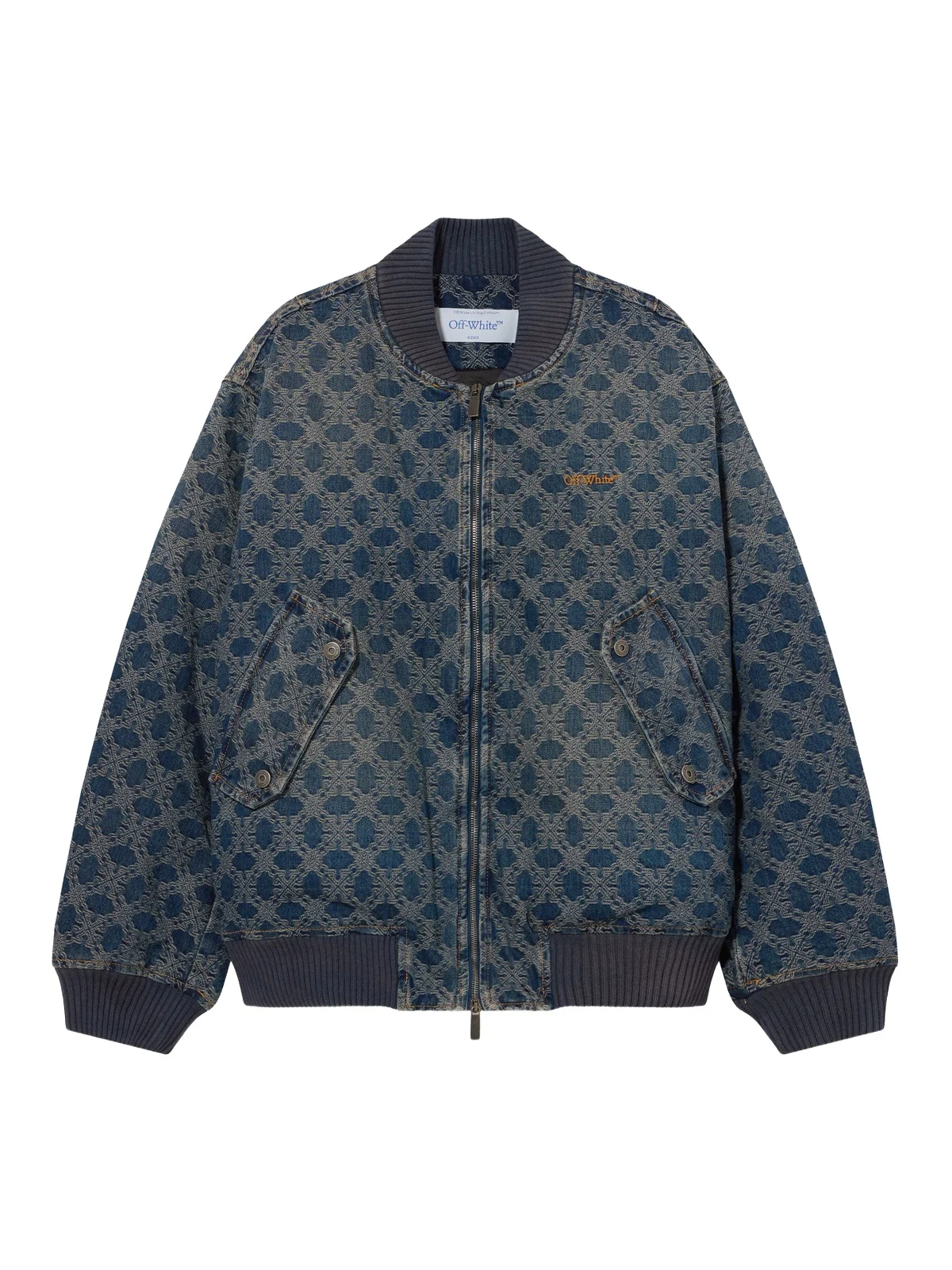 Off-White Arrow Monogram Denim Bomber Jacket