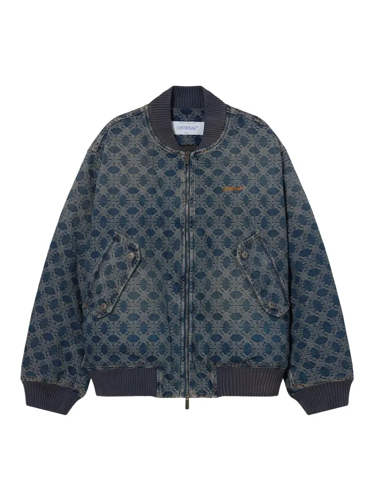 Off-White Arrow Monogram Denim Bomber Jacket