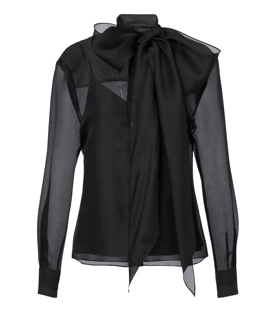 Carolina Herrera Tie-neck silk organza blouse
