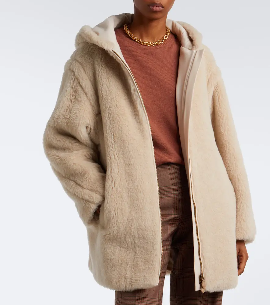 Max Mara Hooded alpaca, wool, and silk zip-up coat | Thumbnail 4