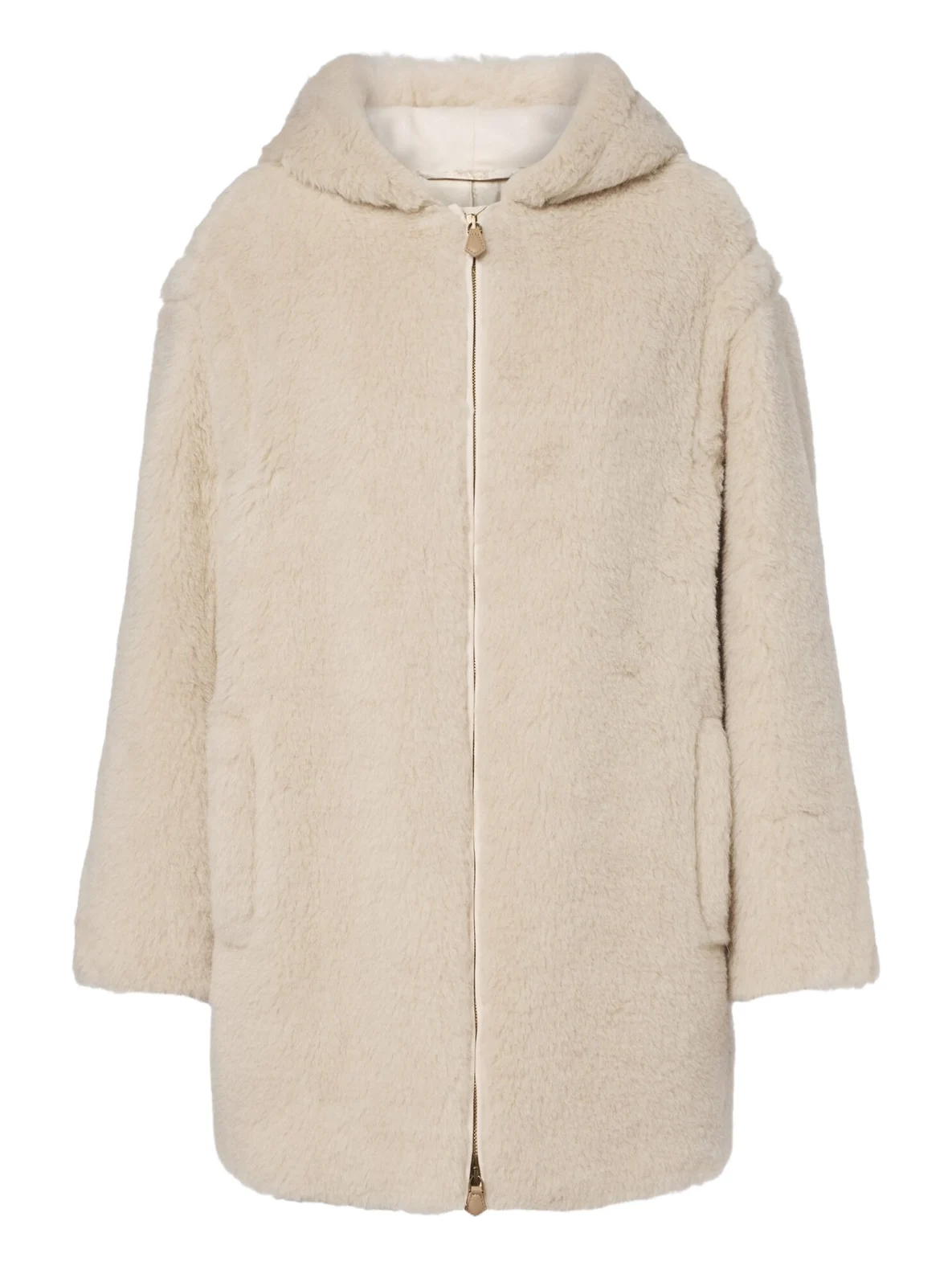 Max Mara Hooded alpaca, wool, and silk zip-up coat
