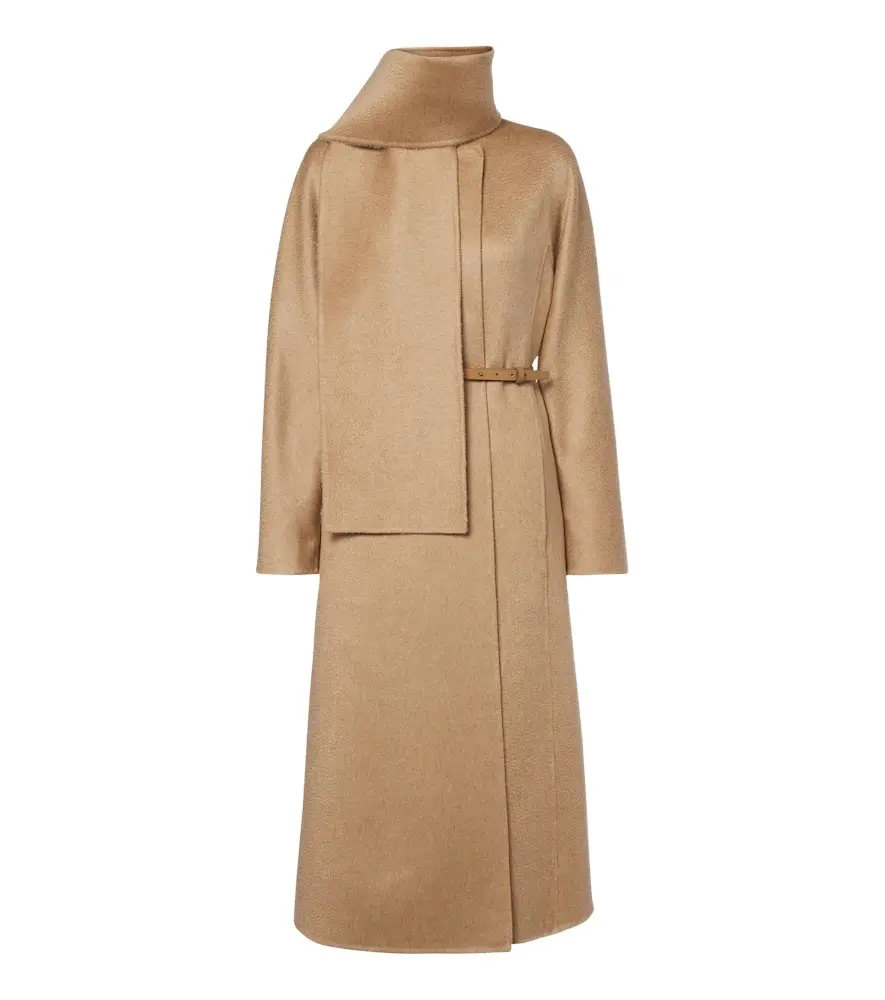 Max Mara Scarf-detail camel hair and mohair coat