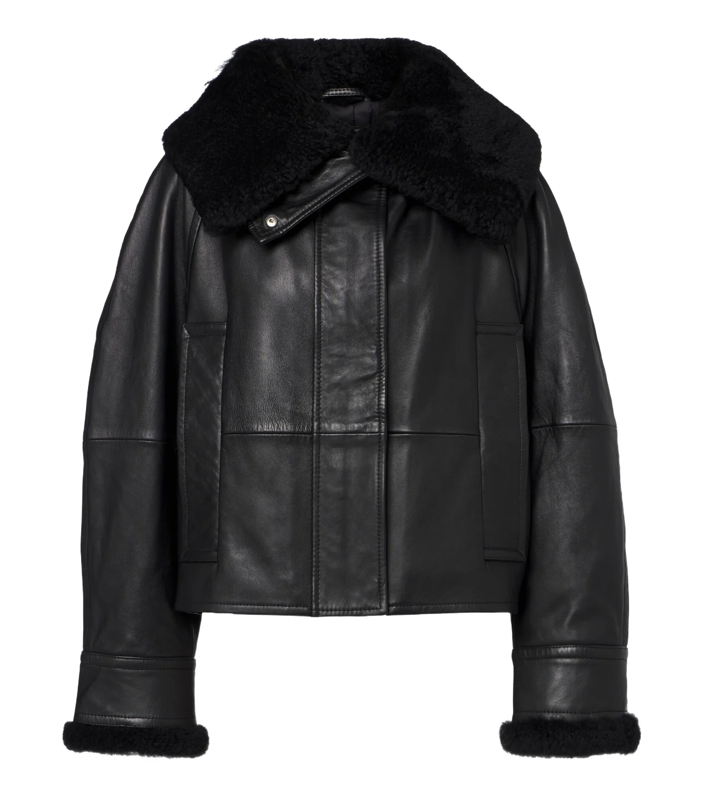 Sportmax Padded shearling-trimmed leather jacket