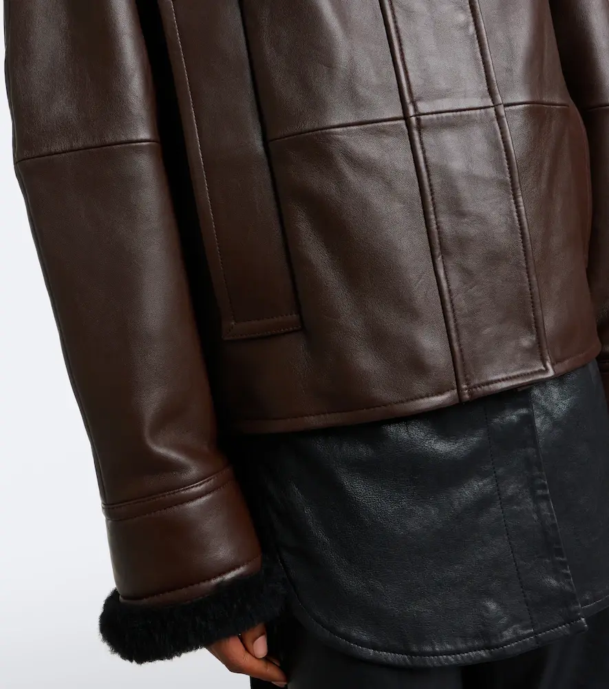 Sportmax Padded shearling-trimmed leather jacket | Thumbnail 5 Sportmax Padded shearling-trimmed leather jacket | Thumbnail 5