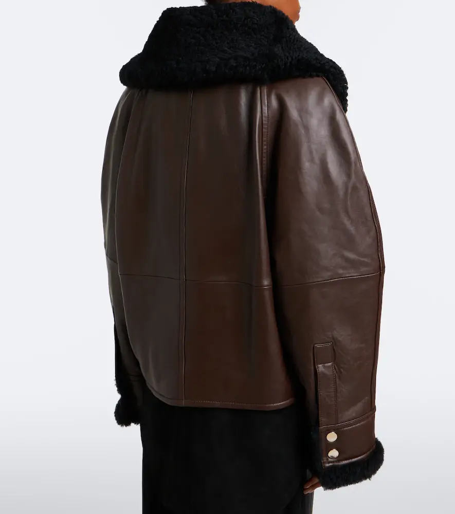 Sportmax Padded shearling-trimmed leather jacket | Thumbnail 6 Sportmax Padded shearling-trimmed leather jacket | Thumbnail 6