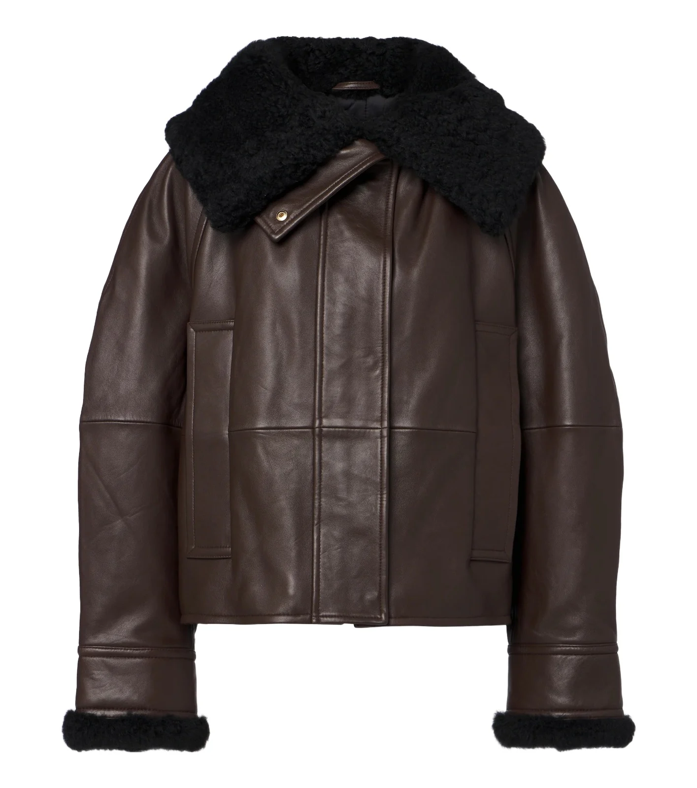 Padded shearling-trimmed leather jacket Padded shearling-trimmed leather jacket