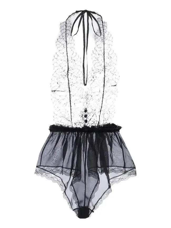 Sheer silk and cotton-blend lace bodysuit Sheer silk and cotton-blend lace bodysuit